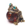 Жаба из латуни c янтарем глазастик арт. 1284