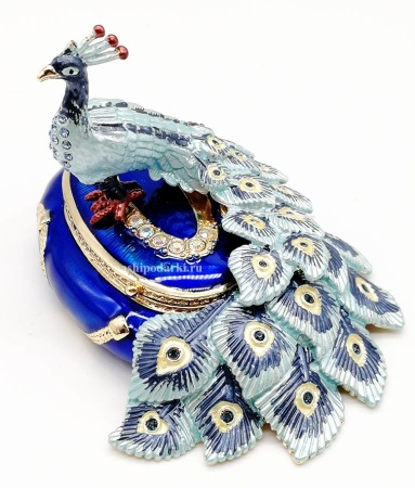 Яйцо шкатулка Фаберже павлин 6 см. арт. 547411 