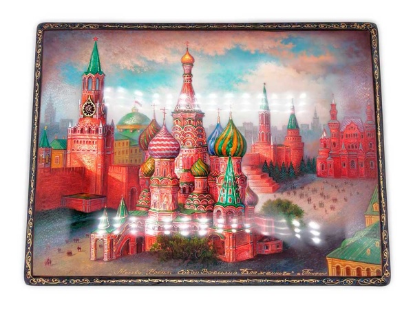 Шкатулка - ларец лаковая миниатюра "Москва" 27х20х11 см. арт. 755253