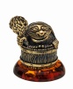 Фигурка из латуни с янтарем С легким паром 33х40 мм. арт. 983