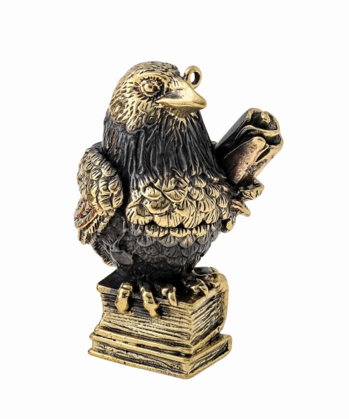 Фигурка из латуни Птица Ворон со свитком без подставки 35х55 мм. арт. 1408.1