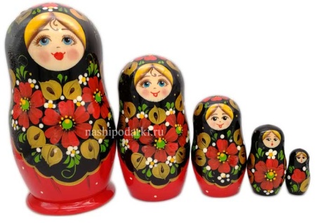 Матрешка "Красный цветок" 5 мест 17см арт. 862565