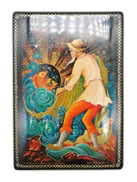 Шкатулка "Золотая рыбка и старик"  10х15 см. арт. 633211