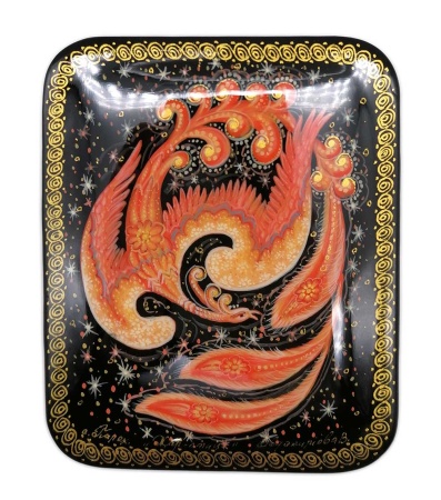 Шкатулка Палех "Жар-птица" 9х11 см. арт. 774522 