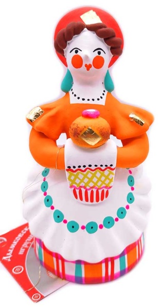 Дымковская игрушка с хлебом 14 см. арт. 795788