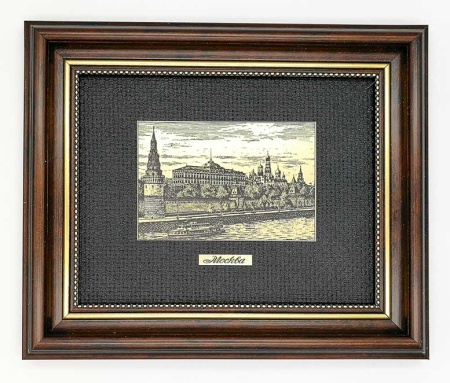 Картина гравюра на латуни "Набережная" 15х19 см.  арт 785438