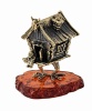 Фигурка из латуни с янтарем избушка на курьих ножках 50х55 мм. арт. 1459