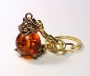 Брелок из латуни с янтарем Кот арт. 1476