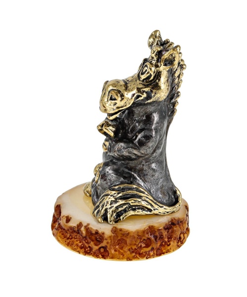 Фигурка из латуни с янтарем Лошадь Обижака 30х40 мм. арт. 2390