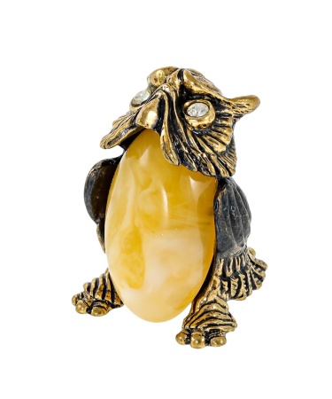 Фигурка из латуни Птица Филин мудрый 25х30 мм. арт. 477