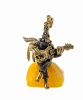 Фигурка из латуни с янтарем Птица Петух с гитарой 40х50 мм. арт. 1292