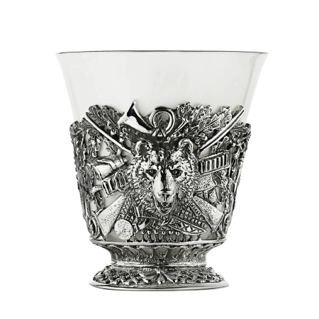 Чашка чайная "Медведь" посереб. с черн. Артикул: КМ573ЧШ06 