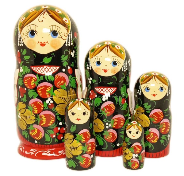  Матрешка сувенирная хохлома 18 см 5 мест арт. 874433  Наши подарки
