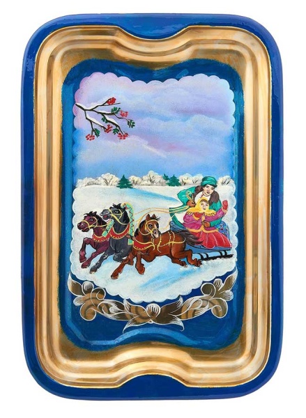 Самовар электрический с росписью 3 л. синий "Тройка"  арт. 759819 