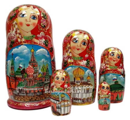 Матрешка с Москвой 18см 5 мест арт. 78411