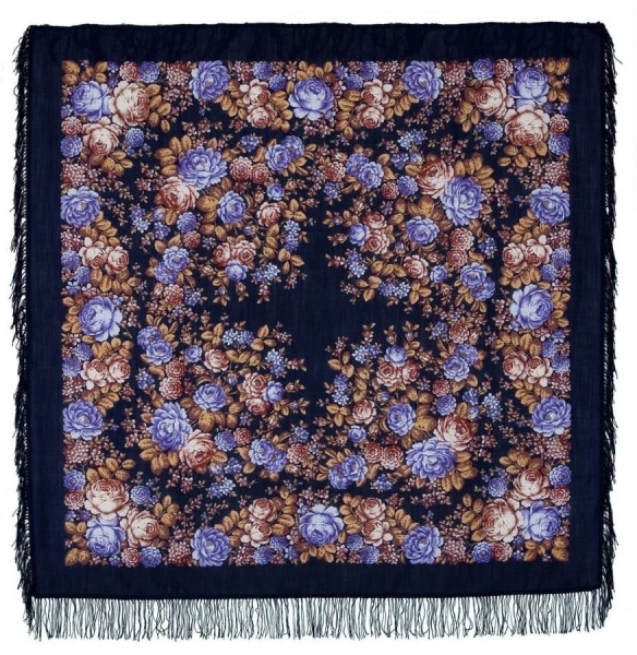 Павлопосадский платок "Цветочная сказка" 146 см.1458-14 