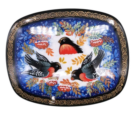 Шкатулка Мстера "Снегири" 11х9 см. арт. 995368