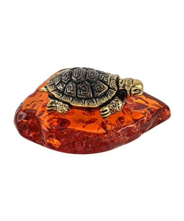 Фигурка из латуни с янтарем Черепаха 36х17 мм. арт. 773 Фигурка из латуни с янтарем Черепаха 36х17 мм. арт. 773