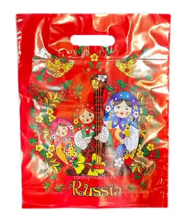 Пакет 40х30см Матрешка красный 