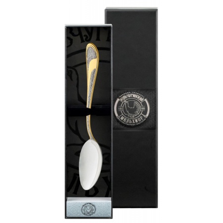Ложка столовая "Метелица" с позолотой в футляре Артикул: С29908/8 