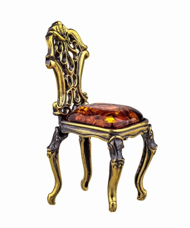 Стул винтажный из латуни с янтарем 25х63 мм. арт. 938