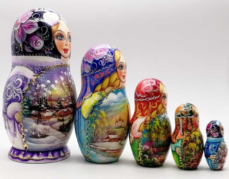 Матрешка времена года 5 мест 17 см. арт. 05401