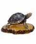 Фигурка из латуни с янтарем Черепаха Средиземноморская 57х35 мм. арт. 996