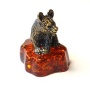 Фигурка из латуни с янтарем Медвежонок сидит арт. 1226