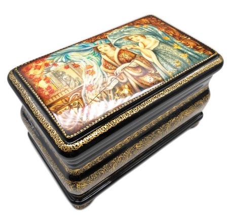 Шкатулка - ларчик лаковая миниатюра "На прогулке" 11х18х10 см. арт. 99673322