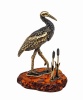 Фигурка из латуни с янтарем Птица Аист в камышах арт. 1129