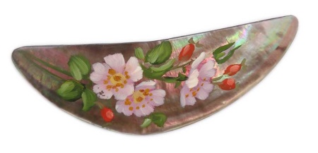 Брошка перламутр "Шиповник" 6х3 см. арт. 65522 