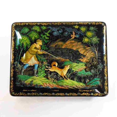 Шкатулка Холуй "Охота на кабана" 13х9см арт. 140119056