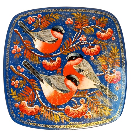 Шкатулка лаковая 16х16  "Снегири" см. арт. 9973433 