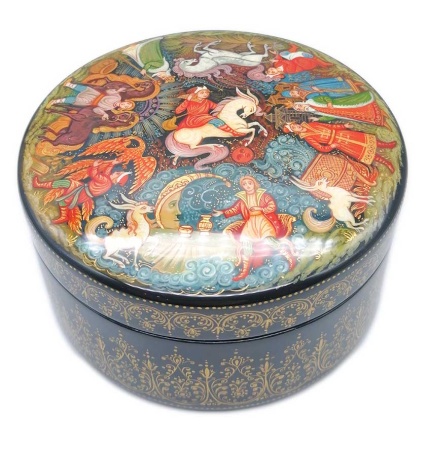 Шкатулка лаковая Холуй "конек горбунок" 11см. арт. 76653222