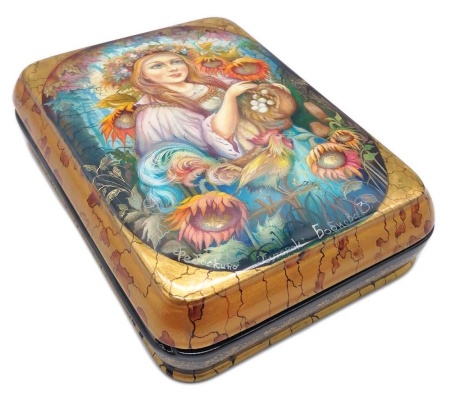 Шкатулка лаковая "Хуторок" 10х14 см. арт. 5875332