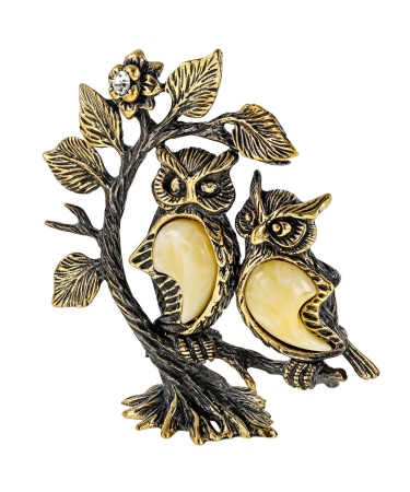 Птицы Совушки подружки на дереве без подставки 55х65 мм. арт. 2385.1