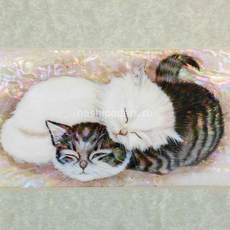 Гравюра на перламутре "Два котика" 20х27см Арт. 290119169