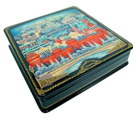Шкатулка лаковая авторская "Москва" 15х15 см. арт. 7565324