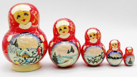 Матрешка "Зимний домик" 12 см. 5 мест арт. 845222