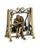 Фигурка из латуни с янтарем Парочка на качели без подставки 35х40 мм. арт. 2714.1