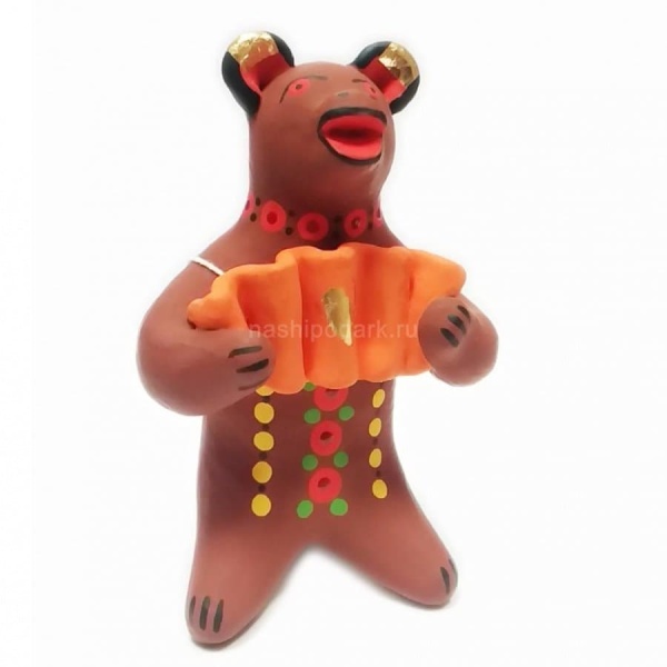 Дымковская игрушка "Медведь с гармошкой" 10х6см арт. 1118168