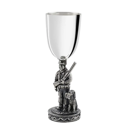 Рюмка "Охотник" посеребренная полированная с чернением Артикул: КМ741РМ06 