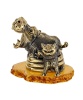 Фигурка из латуни с янтарем Бегемот и Кот Держись Бро 60х50 мм. арт. 2836