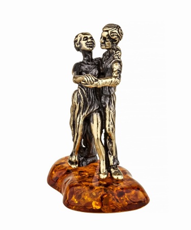 Фигурка из латуни с янтарем парочка Танго 944 Фигурка из латуни с янтарем парочка Танго 944