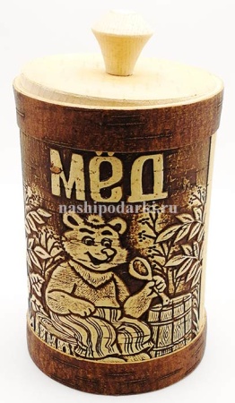картинка Туес для меда береста 20х10см арт. 765321 магазин русских сувениров  Наши подарки