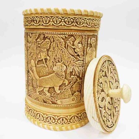 картинка Береста Туес "Кот ученый" 25х15см арт. 220119115 магазин русских сувениров  Наши подарки