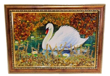 Картина с янтарем 30х20 "Лебедь" арт. 643335