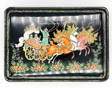 Шкатулка палех тройка 17х12 см. арт. 98752 