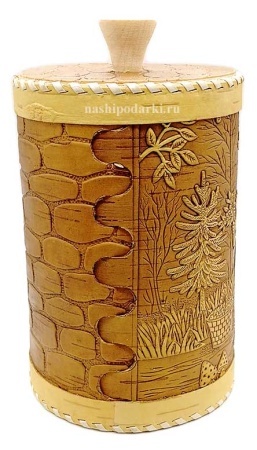 картинка Туес береста 22х12 см. арт. 241218 магазин русских сувениров  Наши подарки