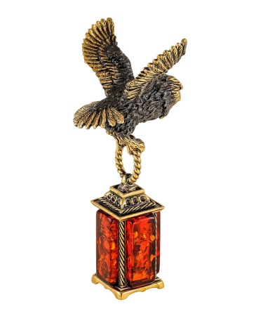 Фигурка из латуни Птица Сова с фонарем 50х95 мм. арт. 2286